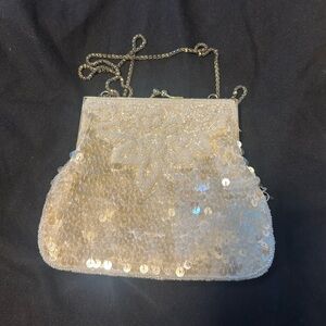 White beaded evening bag